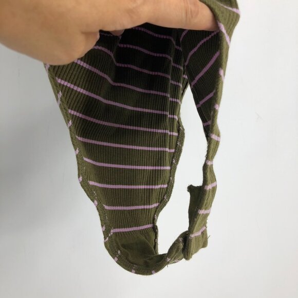 Urban Outfitters Out From Under Green/Pink Striped Ribbed Tank Cheeky Bodysuit S - Picture 8 of 15